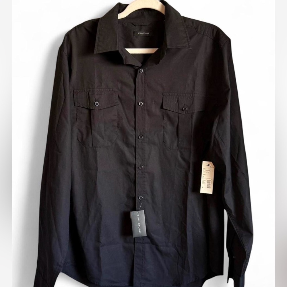 Structure Men’s Medium Black Casual Button‎ Down Shirt